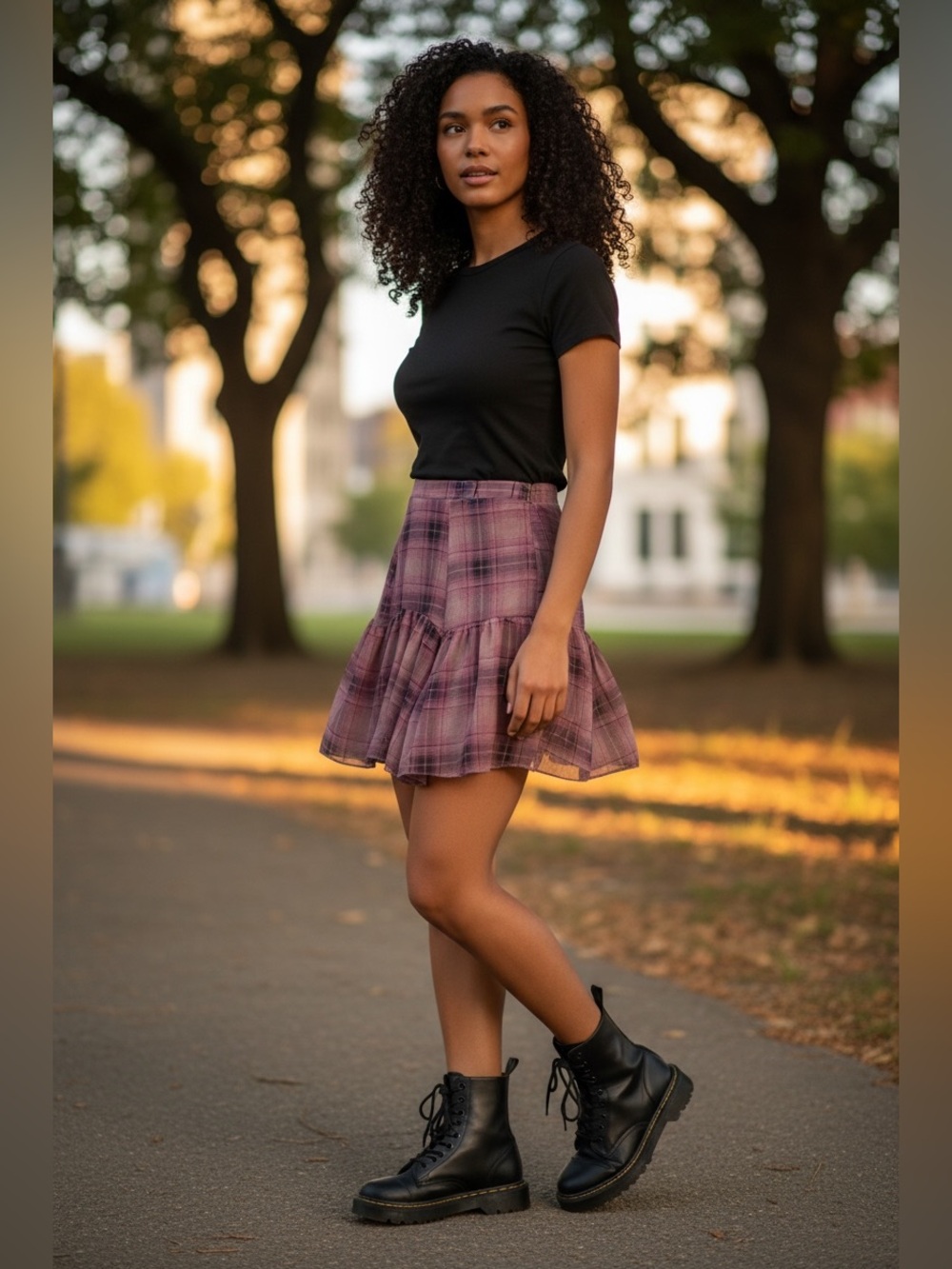 Urban Outfitters Pink Plaid Tiered Skater Skirt